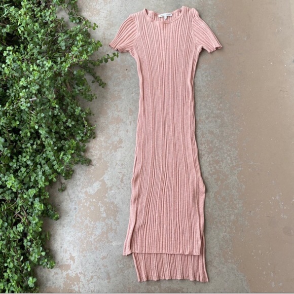 NakedCashmere Dresses & Skirts - NakedCashmere Pink Thin Ribbed Knit Midi Dress